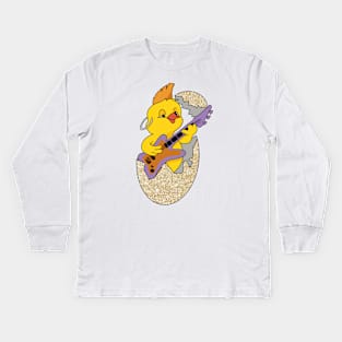 Happy Easter face mask, rock chick, kids Easter t shirt, Easter chick, Easter egg, Nursery Easter Kids Long Sleeve T-Shirt